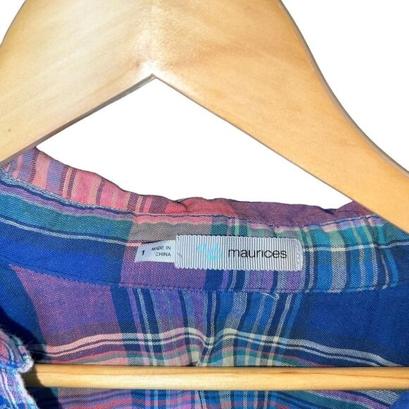 BUTTON Up Blouse ~ Maurice’s ~ Plus Size 1 ~ Elastic Cinched Back ~ EUC - Picture 5 of 5